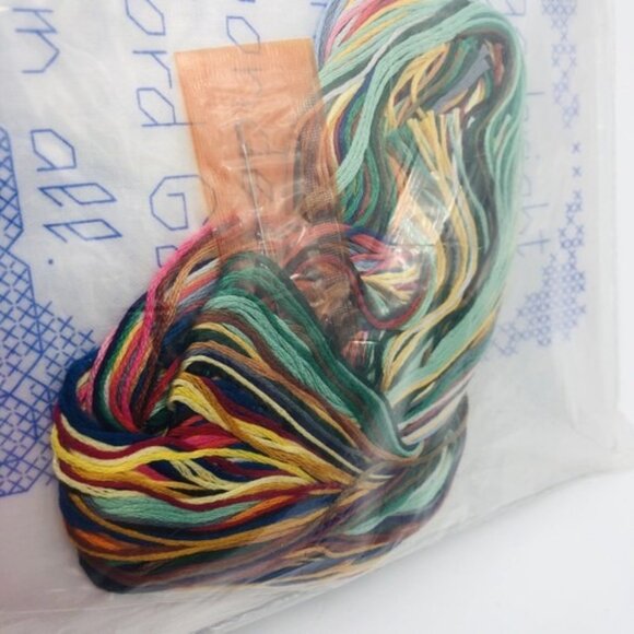 Vintage Bucilla Stamped Cross Stitch Sampler Religious Prayer Fruit Animals Set - Picture 8 of 12